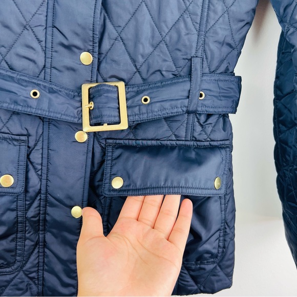 ❌SOLD ❌Banana Republic Navy Blue Quilted Patch Pocket Lightweight  Belted Jacket - Picture 8 of 15